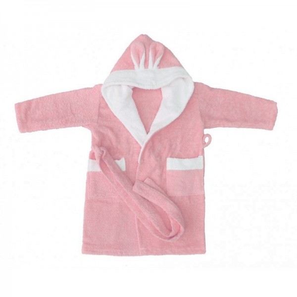 Розов бебешки халат за баня от 100% памук 